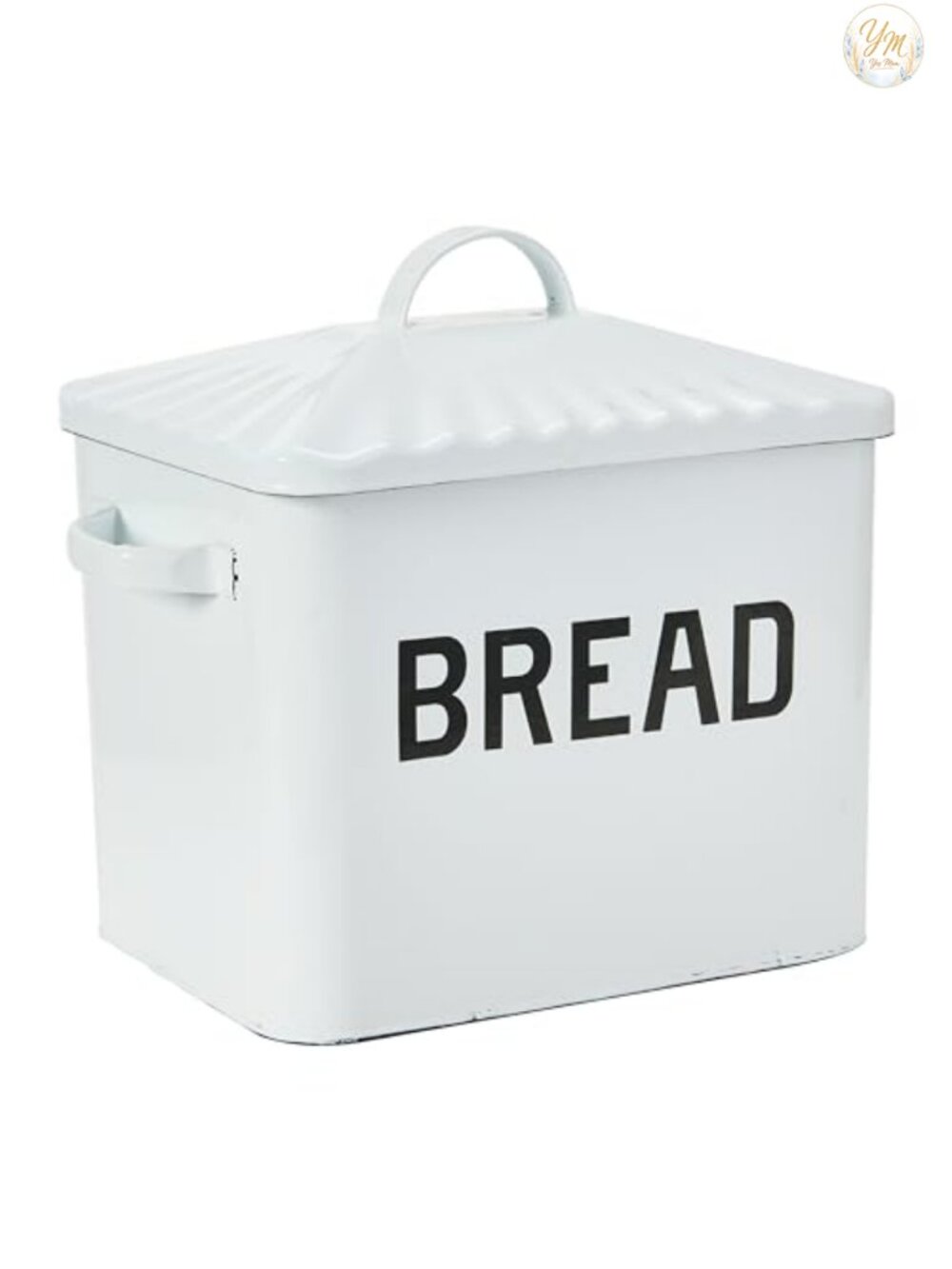 Farmhouse Enameled Metal Bread Box Hinged Lid Kitchen Storage